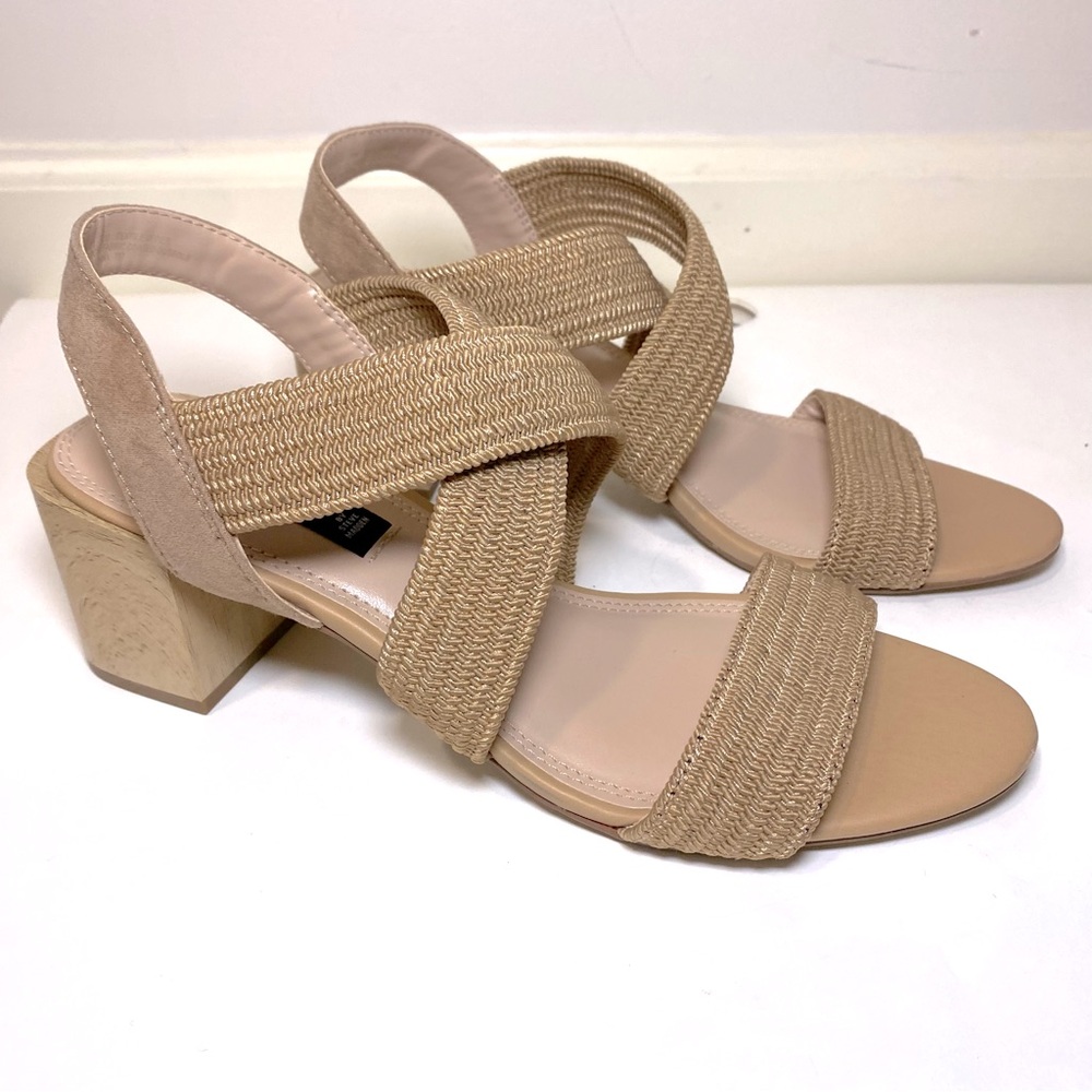 Steven by Steve Madden‎ Radar Woven Crisscross Slingback Sandals Tan Women's 10